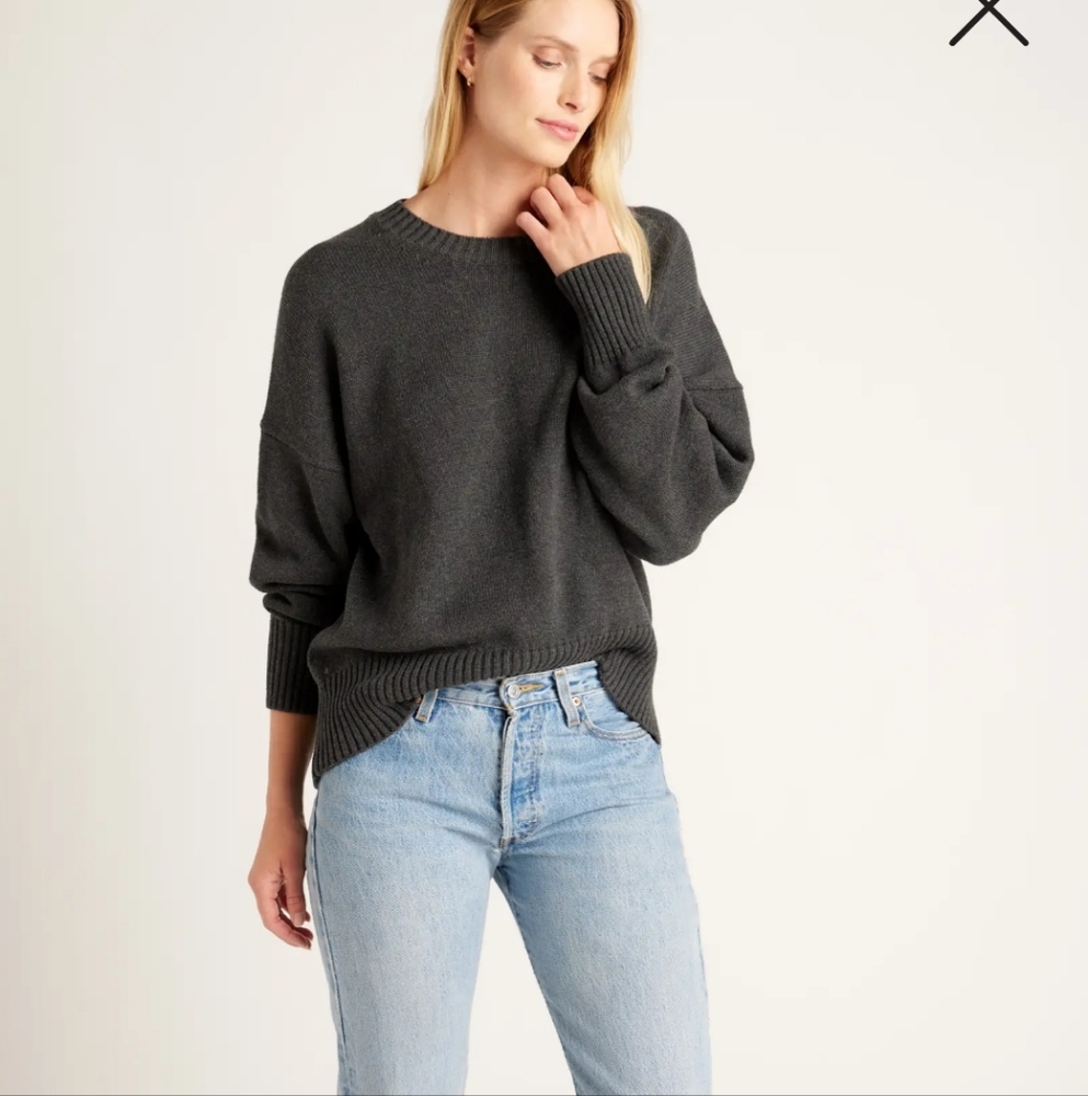 Quince 100% organic cotton boyfriend crew sweater.